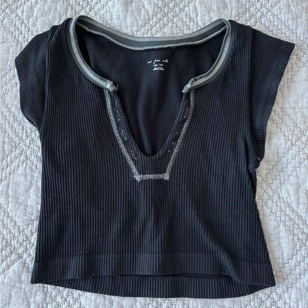 Urban Outfitters Black Ribbed Top